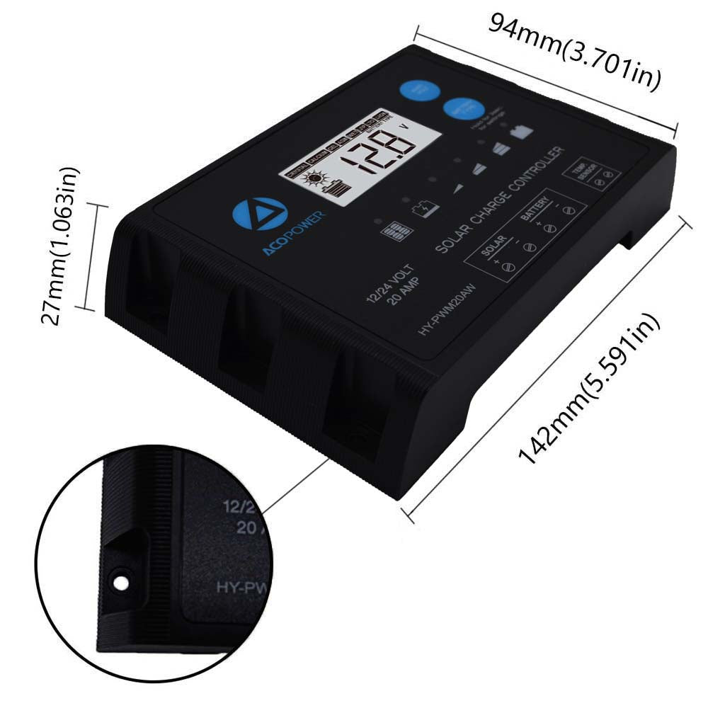 ACOPOWER Mono Solar RV Kits + MPPT / PWM Charge Controller