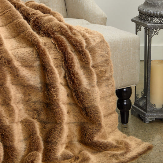 Frost Mink Light Brown Faux Fur Luxury Throw