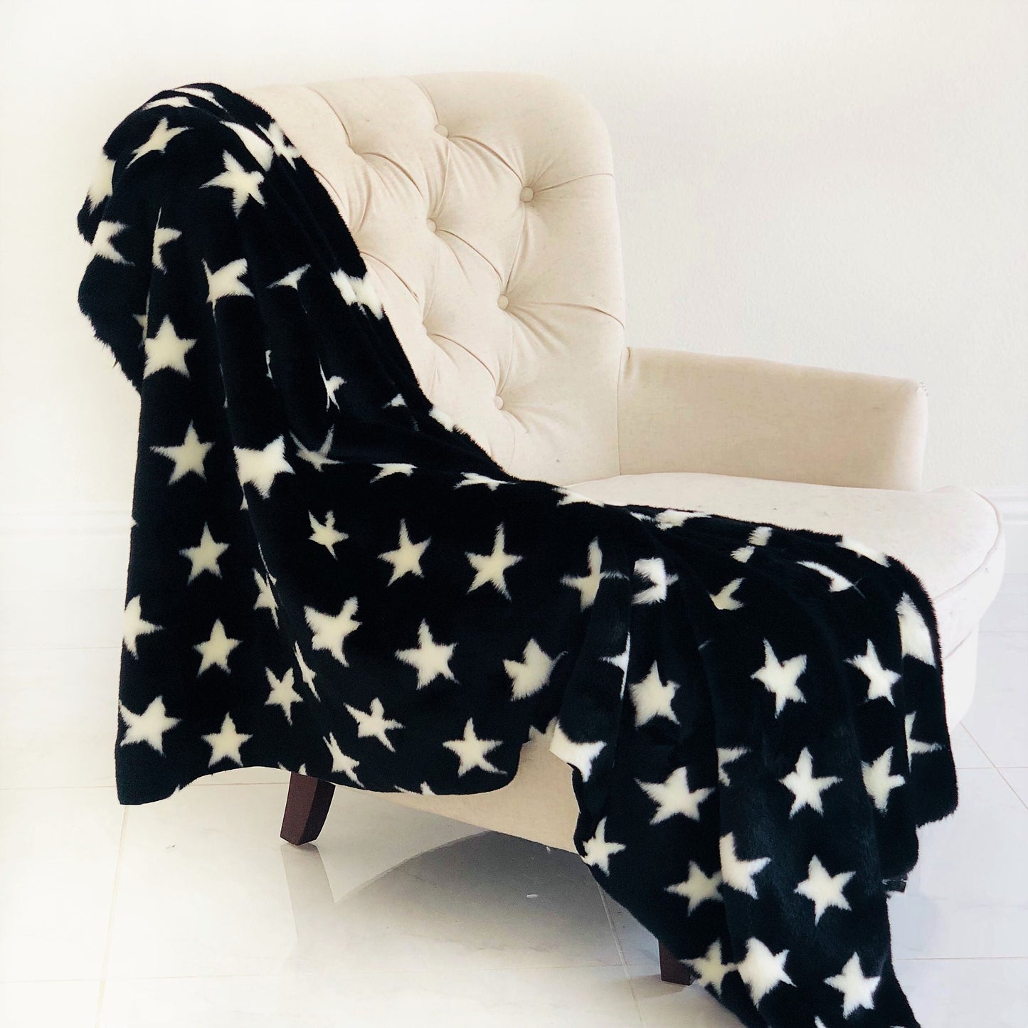 Black and White Stars Soft Handmade Luxury Throw