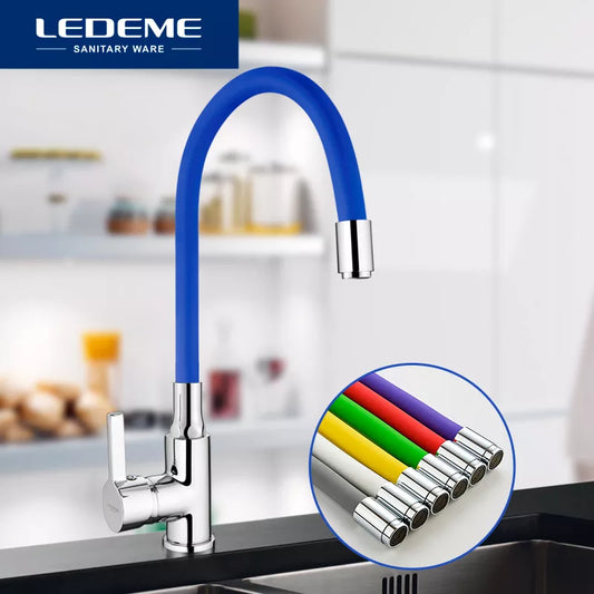 LEDEME Brass Kitchen Faucets Hot and Cold and Water Faucets Chrome Basin Sink Square Tap Mixers Kitchen Faucet L4898