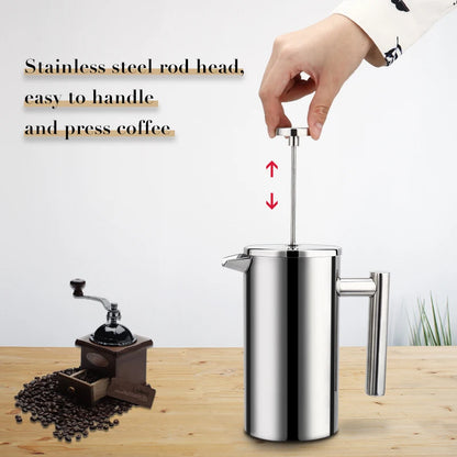 Coffee Maker French Press Stainless Steel Espresso Coffee Machine High Quality Double-Wall Insulated Coffee Tea Maker Pot 1000ml