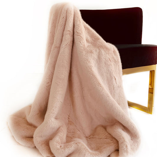 Plutus Pink  Plush Faux Fur Luxury Throw Blanket